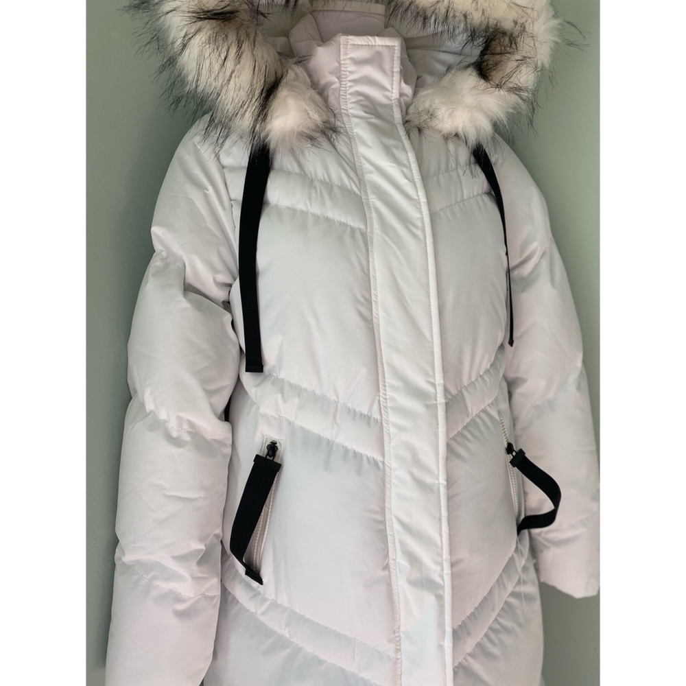 NWT Saint + Sinner White Puffer Faux Fur Midi Jacket - Picture 5 of 6